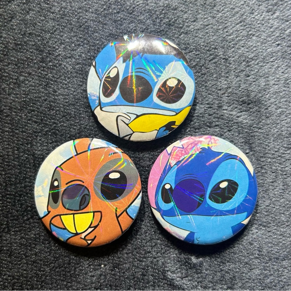 Lilo & Stitch Handmade Button Set 1.25in Disney Pins Stitch Reuben Set of 3
